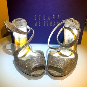Stuart Weitzman Strobe Peep Toe Strap Heel sz 6.5